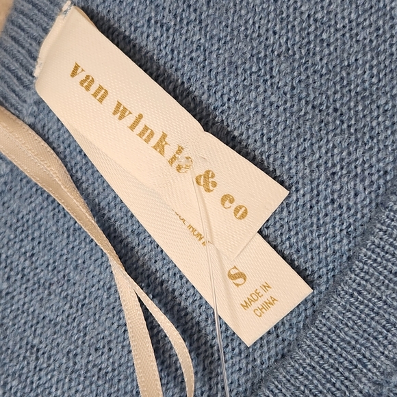 Van Winkle Sweater Women's S Pastel Blue 100% Cashmere Pullover Luxury New $200 - Picture 3 of 10